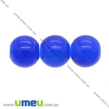 Бусина стеклянная полупрозрачная, 8 мм, Круглая, Синяя, 1 шт (BUS-008325)