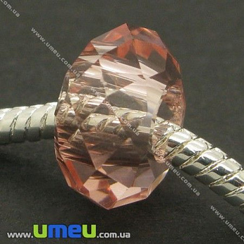 [Архів] Намистина PANDORA скляна під кришталь, 14х8 мм, Рожева (BUS-006872)