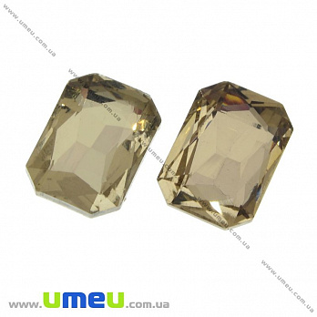 Ріволі скляний, Прямокутний гранований, 18х13 мм, Бежевий (KAB-021971)