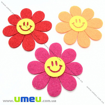 Фетровые фигурки Цветы, 6,5х6,5 см, Разноцветные, 1 набор (UPK-023860)