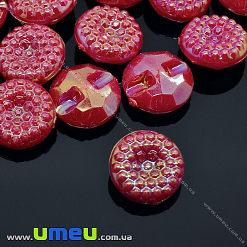 Гудзик пластиковий на полуніжці Круглий, 12,5 мм, Червоний АВ (PUG-012933)