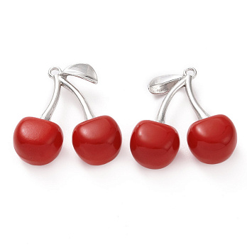 Підвіска метал. Вишня (двостор.), 29,5х29 мм, Темне срібло (POD-053683)