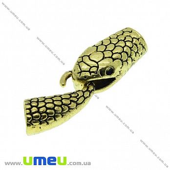 Застёжка для вклеивания шнура Змея, Античное золото, 41х13 мм, 1 шт (ZAM-032982)