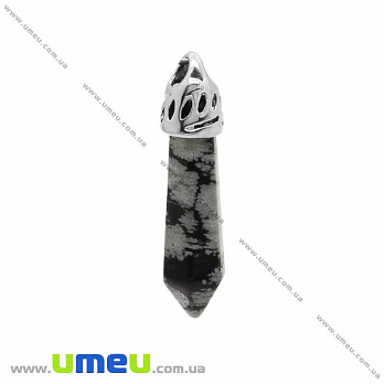 Подвеска из натурального камня Кристалл, Снежный обсидиан, 36х8 мм, 1 шт (POD-031853)