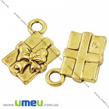 Подвеска металлическая Подарок, Античное золото, 13х10 мм, 1 шт (POD-001231)