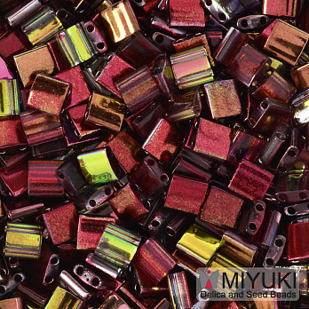 Бисер японский Miyuki TILA №4573, 5х5 мм, Красно-зеленый двухсторонний (BIS-053236)
