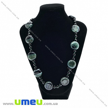 [Архів] Намиста з натурального каменю Агат чорно-зелений, 63 см (BUS-027312)