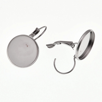 Швензи з нерж. сталі з майданчиком під кабошон 16 мм, 28х18 мм, Темне срібло (STL-060517)