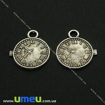 [Архів] Підвіска металева Годинник, Античне срібло, 20х16 мм (POD-003576)