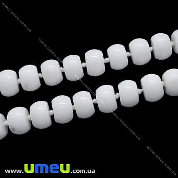 [Архів] Намистина натуральний камінь Нефрит білий, 12х8 мм, Бочонок (BUS-027230)