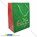 Подарочный пакет Глиттерный, 23х18х10 см, Зеленый, 1 шт (UPK-023395)