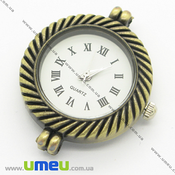 [Архив] Часы для браслетов круглые, Античная бронза, 32х25 мм, 1 шт (CLC-006157)