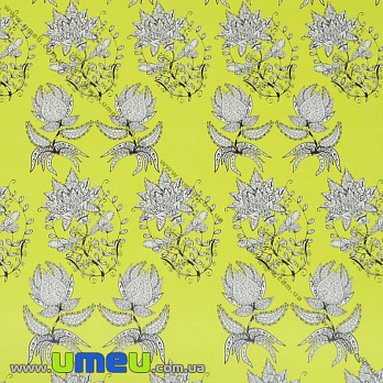 Упаковочная бумага Цветы, Лимонная, 73х100 см, 1 лист (UPK-019227)