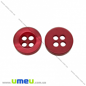 Пуговица пластиковая Круглая, 9 мм, Красная, 1 шт (PUG-021340)