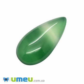 Кабошон нат. камінь Агат зелений, Крапля, 29х15 мм (KAB-050672)