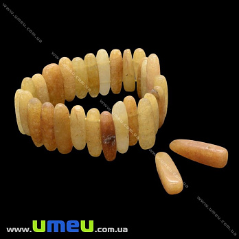 [Архів] Намистина натуральний камінь на два отвори Авантюрин жовтий, 20х8х7 мм (BUS-027504)