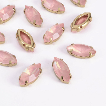 Шатон човник 15х7 мм, Золото, Персиковий (KAB-052943)