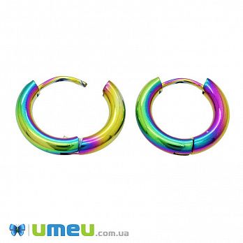 Сережки-кільця Huggie з нержавіючої сталі, 17х16х3 мм, Різнокольорові (STL-047284)