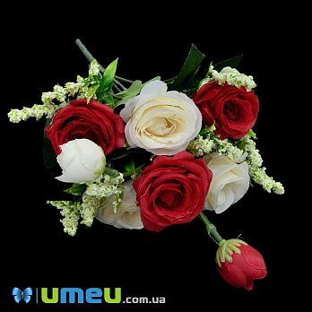 Букет троянд, 32 см, Червоно-кремовий (DIF-045783)