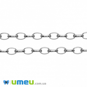 Ланцюг з нержавіючої сталі, Темне срібло, 4х2,6 мм (ZEP-046958)