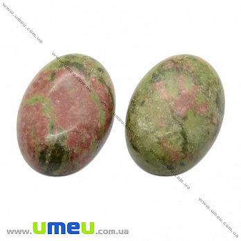 Кабошон нат. камень Унакит, Овал, 25х18 мм, 1 шт (KAB-012690)