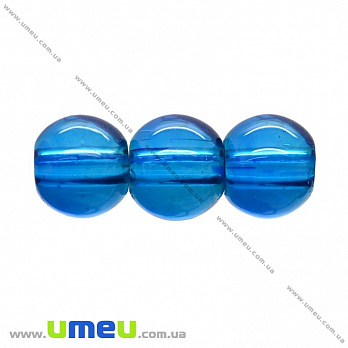 Бусина стеклянная окрашенная прозрачная, 4 мм, Синяя, Круглая, 50 шт (BUS-024101)