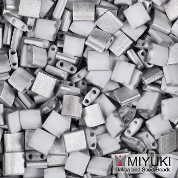 Бисер японский Miyuki TILA №4558, 5х5 мм, Серебристый матовый двухсторонный (BIS-053231)