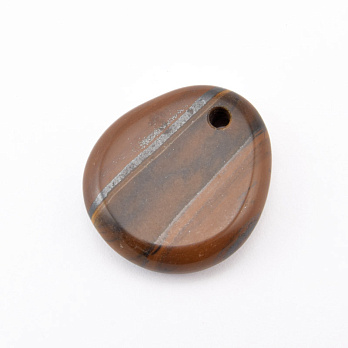 Подвеска Капля плоская, Натур. камень Тигровый глаз, 28х25 мм (POD-058651)