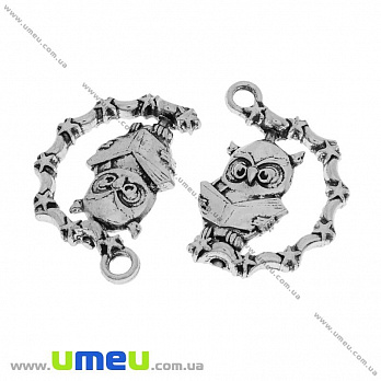 [Архів] Підвіска металева Сова, Античне срібло, 24х17 мм (POD-031503)