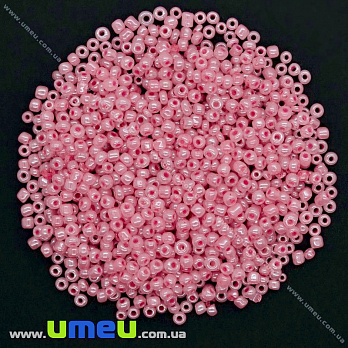Бисер китайский средний, 8/0, Розовый перламутровый, 3 мм, 25 г (BIS-026159)