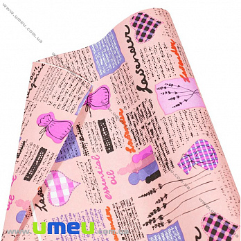 Пакувальний двосторонній крафт папір Лаванда, Кораловий, 65х100 см (UPK-035567)