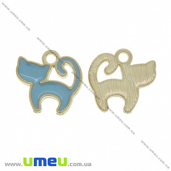 [Архів] Підвіска металева Кішечка блакитна, Золото, 12х12 мм (POD-028295)