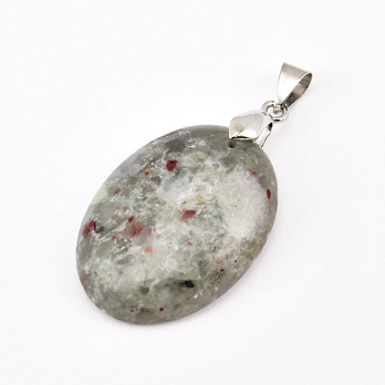 Підвіска Овал, Натур. камінь Геліотроп, 30х22 мм (POD-058722)