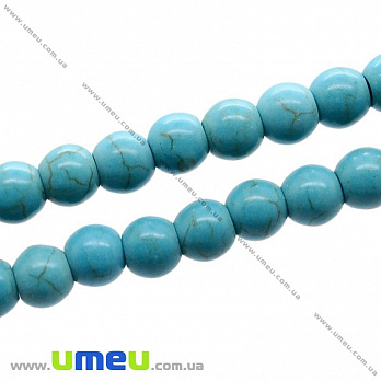 [Архів] Намистина натуральний камінь Бірюза (син.), 6 мм, Кругла (BUS-021645)