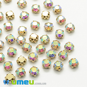 Шатон круглый 6 мм, Золото, Белый АВ (KAB-040999) Шатон круглый 6 мм, Золото, Белый АВ (KAB-040999)