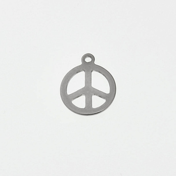 Підвіска з нерж. сталі Знак Миру, 15х12,5 мм, Темне срібло (STL-060702)