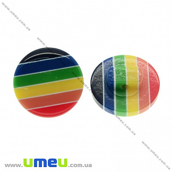 Гудзик пластиковий на ніжці Смугастий, 14 мм, Різнокольоровий (PUG-021440)