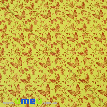 Упаковочная крафт бумага Бабочки, Желтая, 70х100 см, 1 лист (UPK-030275)