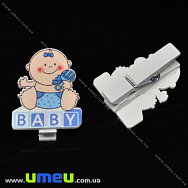 Декоративна прищіпка Baby, 36х27 мм, Блакитна, 1 шт (DIF-033348)