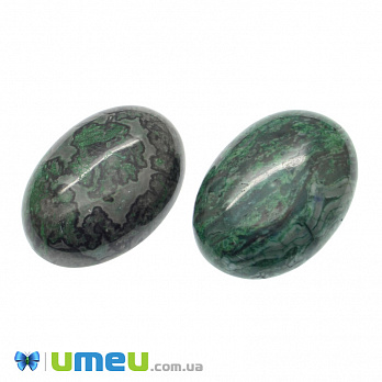 Кабошон нат. камінь Яшма пейзажна зелена пофарбована, Овал, 25х18 мм (KAB-042765)