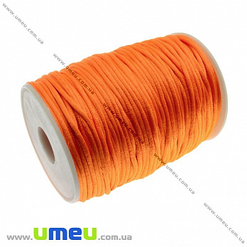 Атласный нейлоновый шнур, 2 мм, Оранжевый, 1 м (LEN-012728)