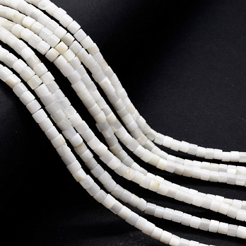 Бусины Перламутр белый, Натур. камень, 4х3 мм, Бочонок (BUS-051806)