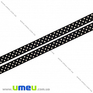 Репсовая лента в горошек, 10 мм, Черная (LEN-016662)
