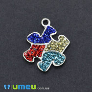 Подвеска из Серебра 925 с кристаллами Swarovski УЦЕНКА, Пазл, 22х19 мм (POD-038866)