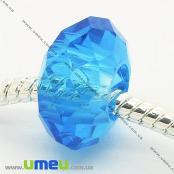 [Архів] Намистина PANDORA скляна під кришталь, 14х8 мм, Блакитна (BUS-006874)