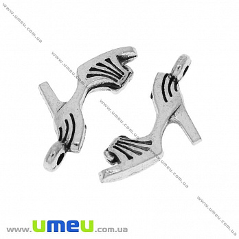 [Архів] Підвіска металева Туфелька (двухстор.), Античне срібло, 21х10 мм (POD-032657)