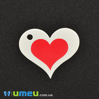 [Архів] Бірка для подарунків Серце, 4х3 см, Біла (UPK-043606)