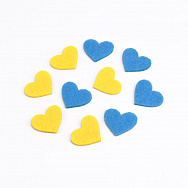 Декоративні вироби з фетру Серця, 2х1,8 см, Жовто-блакитні, 1 уп (10 шт) (FLT-051564)