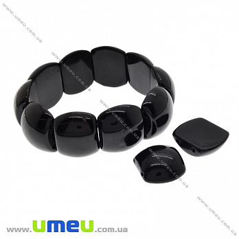 [Архів] Намистина натуральний камінь на два отвори Агат пофарбований, 21х18х8 мм, Чорна (BUS-027482)