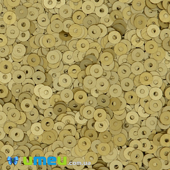 Пайетки Италия круглые плоские, 3 мм, Золотистые №236W Oro Giallo Satinati, 3 г (PAI-039162)